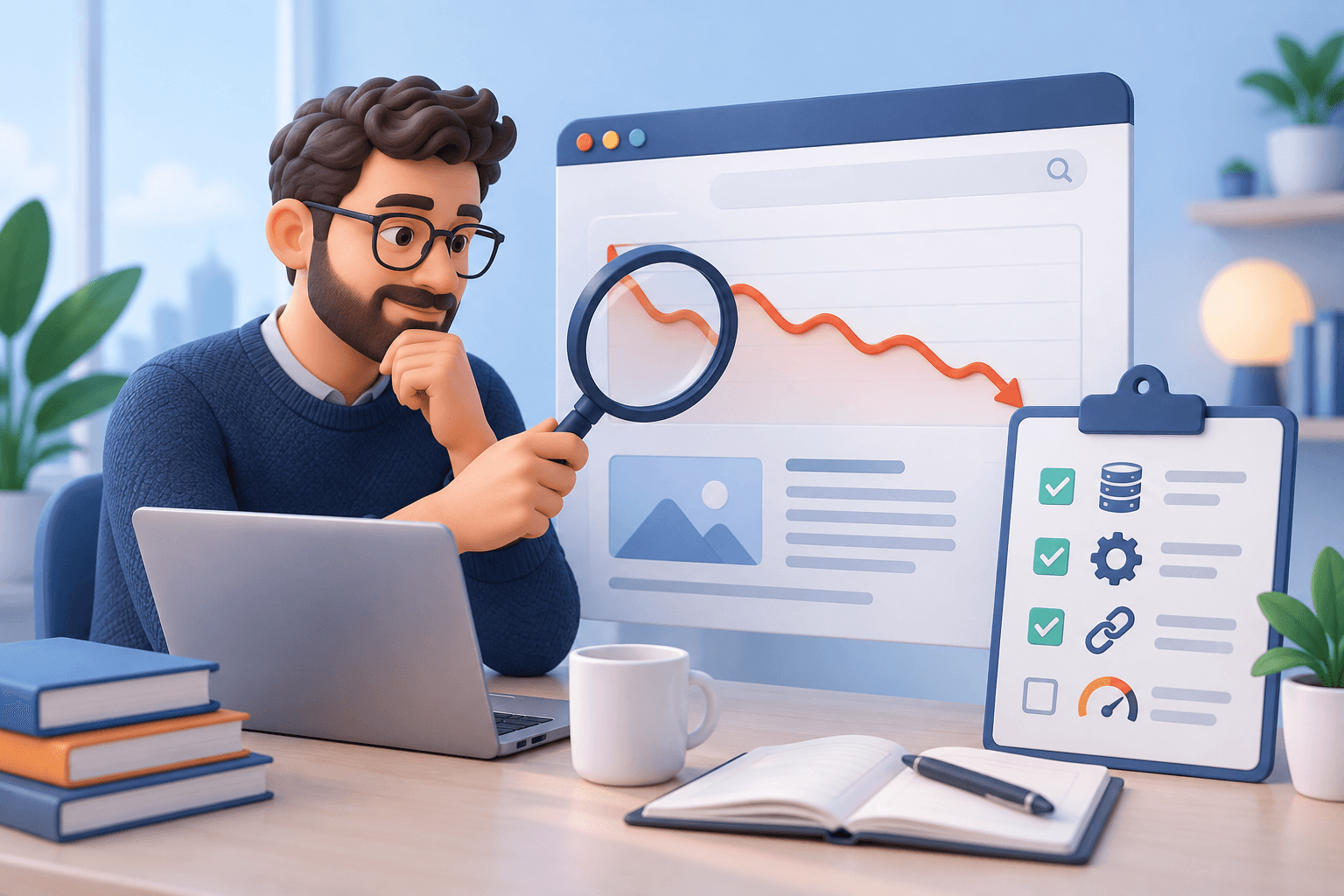 Analyst investigating a decline in keyword rankings.