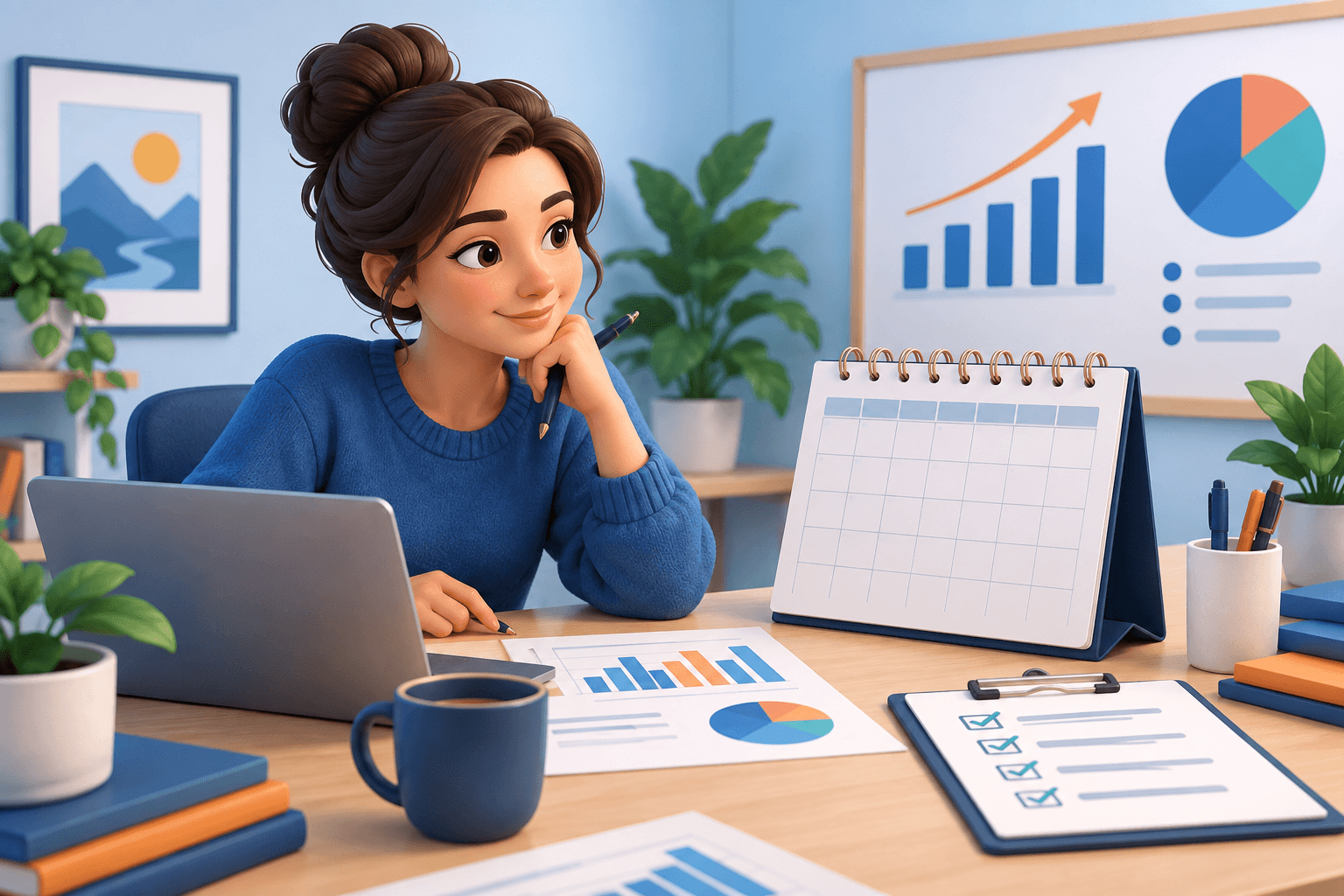 Consultant completing a monthly SEO reporting checklist.